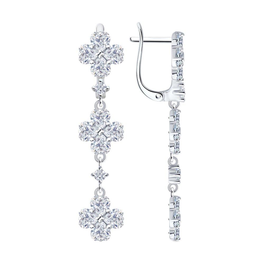 Серьги из серебра с фианитами - видео на модели