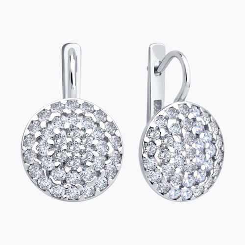 Серьги из серебра с фианитами из серебро — вид 2