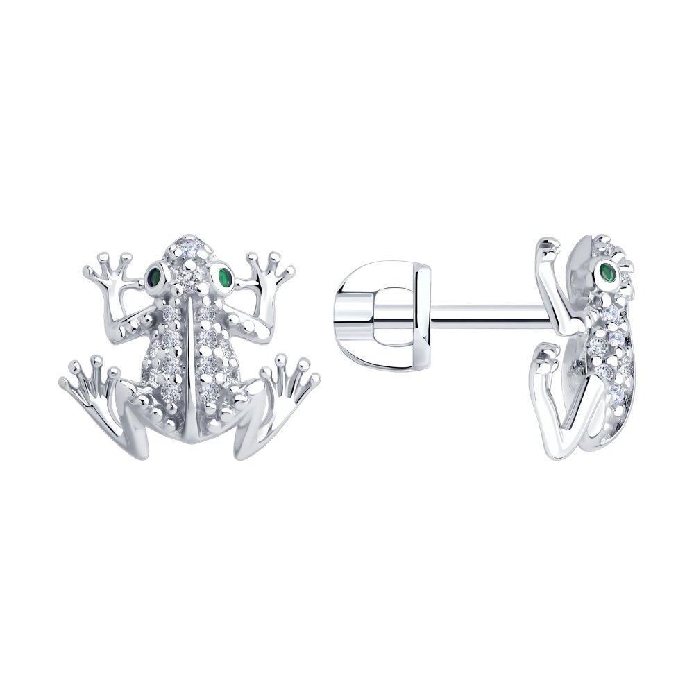 Серьги из серебра с фианитами - видео на модели