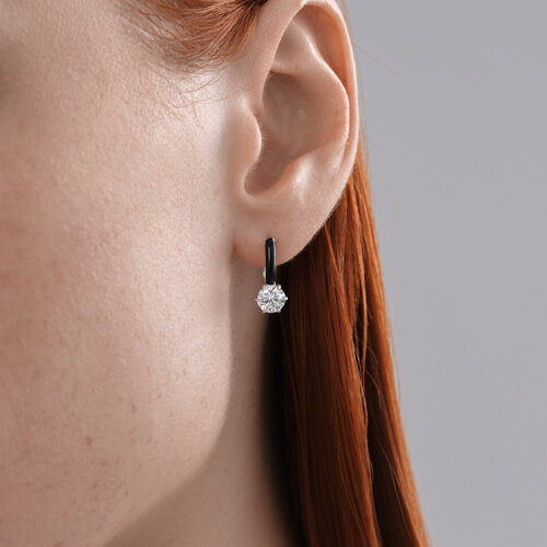 Серьги из серебра с фианитами и эмалью из серебро — вид 3