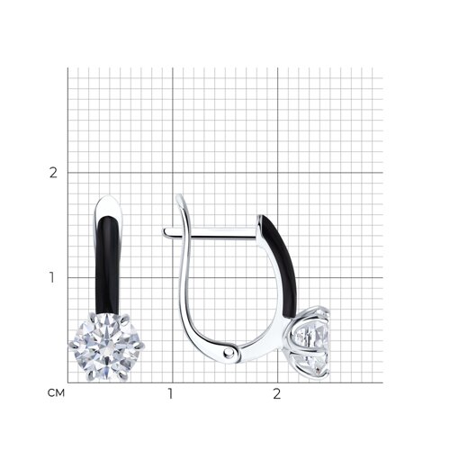 Серьги из серебра с фианитами и эмалью из серебро — вид 4