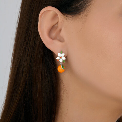 Серьги из серебра с фианитами и эмалью из серебро — вид 3