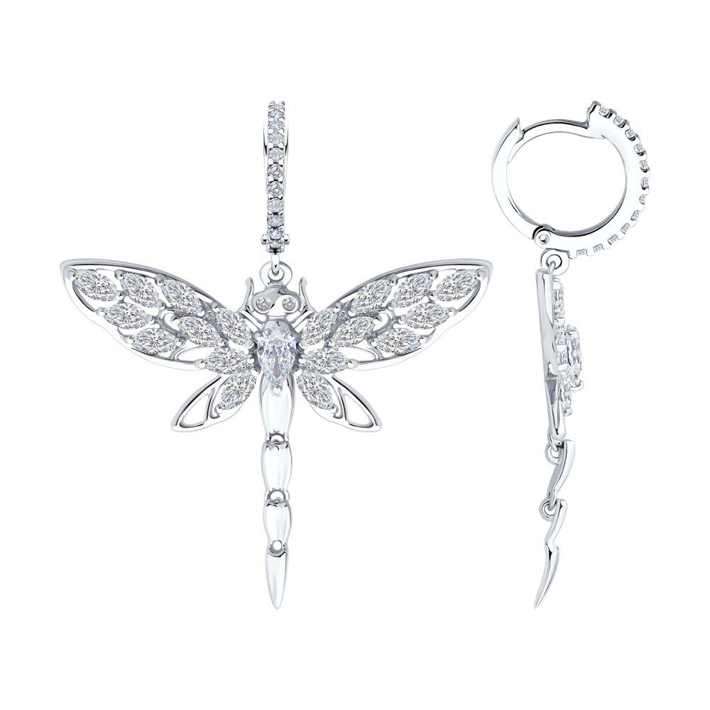 Серьги из серебра с фианитами