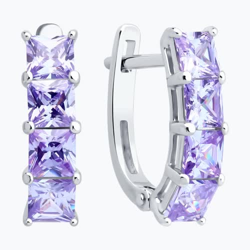 Серьги из серебра с фианитами из серебро — вид 2