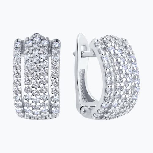 Серьги из серебра с фианитами из серебро — вид 2