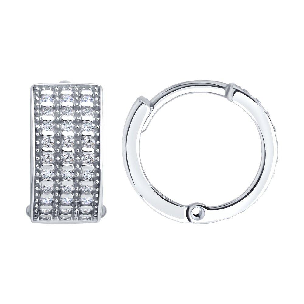 Серьги из серебра с фианитами - видео на модели