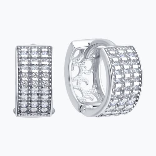 Серьги из серебра с фианитами из серебро — вид 2