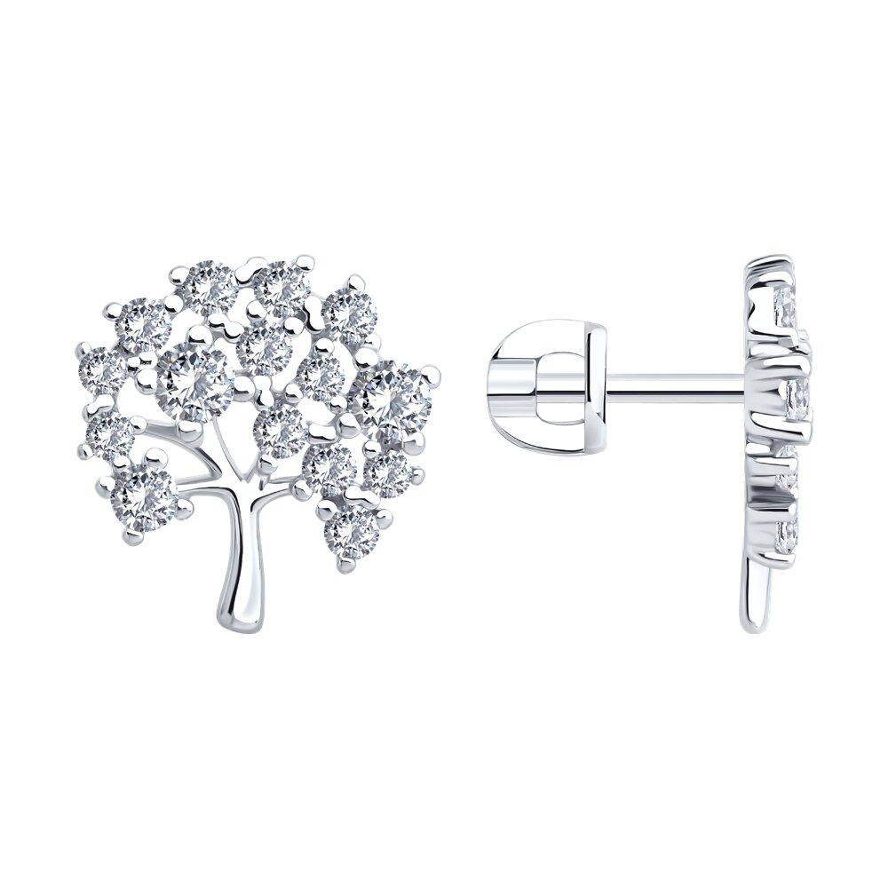 Серьги из серебра с фианитами - видео на модели