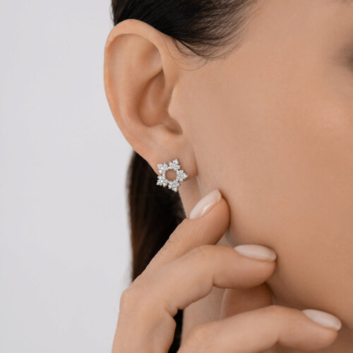 Серьги из серебра с фианитами из серебро — вид 3