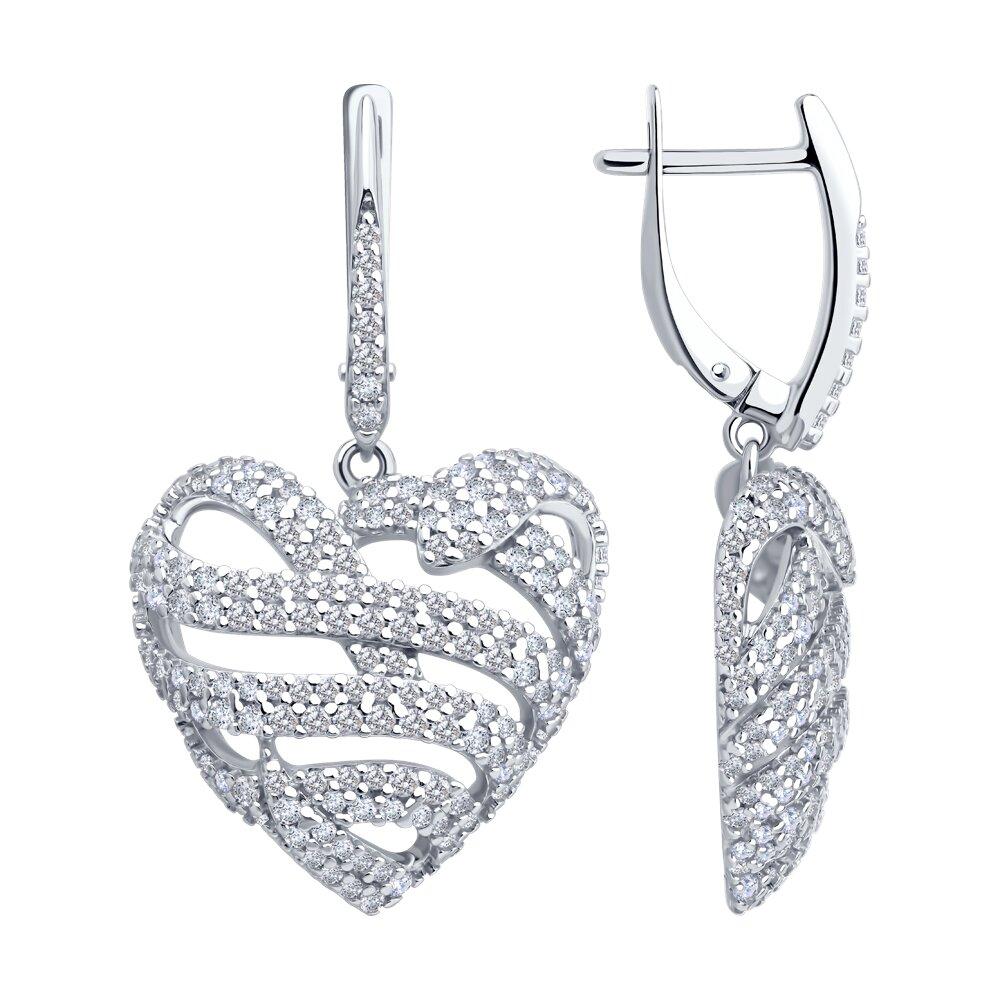 Серьги из серебра с фианитами - видео на модели