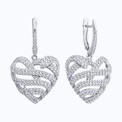 Серьги из серебра с фианитами из серебро — вид 2