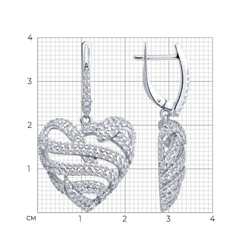 Серьги из серебра с фианитами из серебро — вид 5