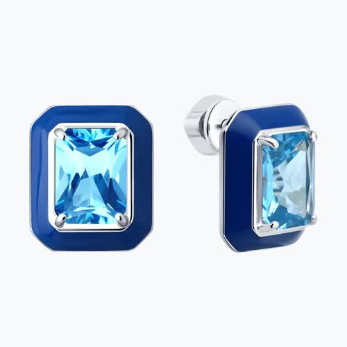 Серьги из серебра с фианитами и эмалью из серебро — вид 2