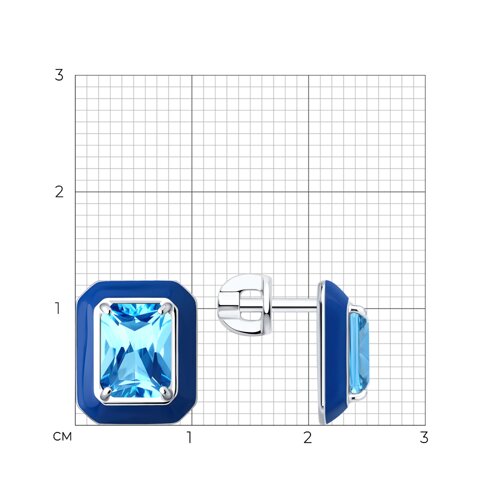 Серьги из серебра с фианитами и эмалью из серебро — вид 5