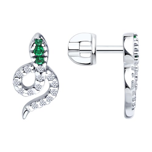 Серьги из серебра с фианитами