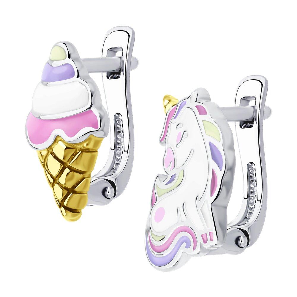 Серьги из золочёного серебра с эмалью - видео на модели