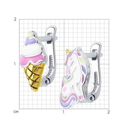 Серьги из золочёного серебра с эмалью из серебро — вид 7