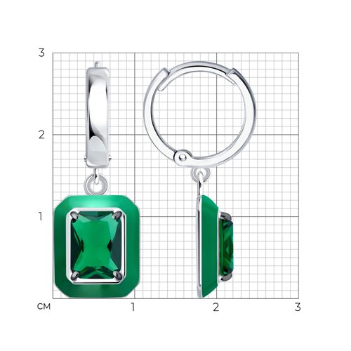 Серьги из серебра с фианитами и эмалью из серебро — вид 5