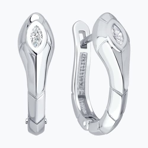 Серьги из серебра с фианитами из серебро — вид 2