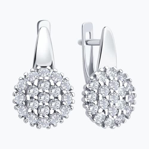 Серьги из серебра с фианитами из серебро — вид 2