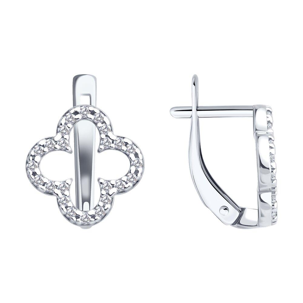 Серьги из серебра с фианитами - видео на модели