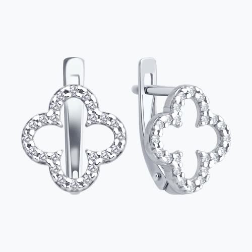 Серьги из серебра с фианитами из серебро — вид 2