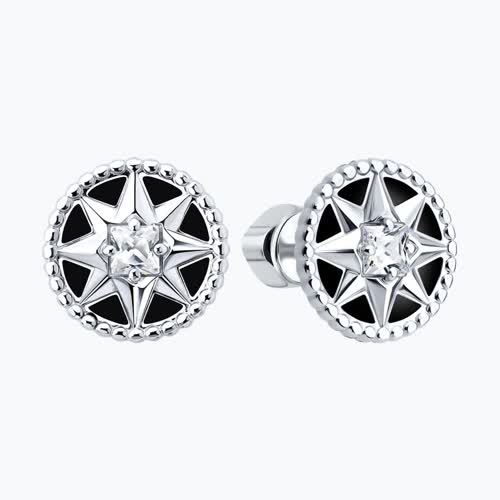 Серьги из серебра с фианитами и эмалью из серебро — вид 2