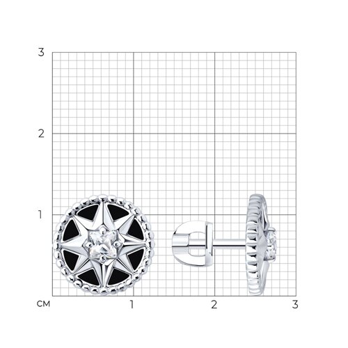 Серьги из серебра с фианитами и эмалью из серебро — вид 5