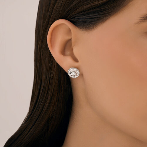 Серьги из серебра с фианитами и эмалью из серебро — вид 3