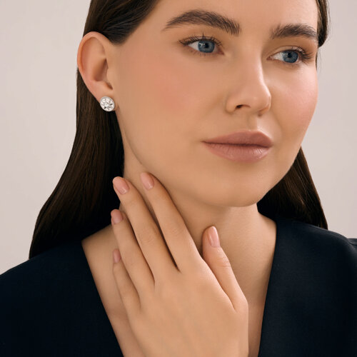 Серьги из серебра с фианитами и эмалью из серебро — вид 4