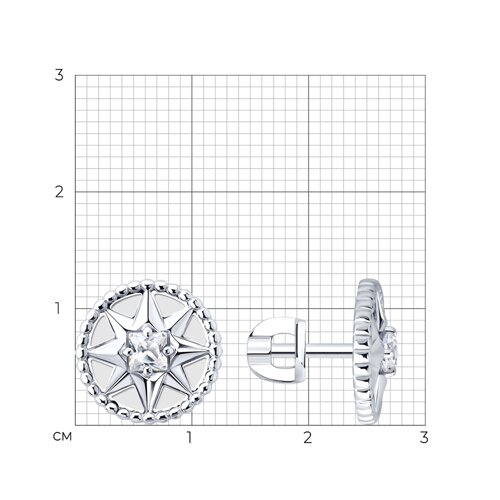 Серьги из серебра с фианитами и эмалью из серебро — вид 5