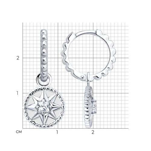 Серьги из серебра с фианитами и эмалью из серебро — вид 5