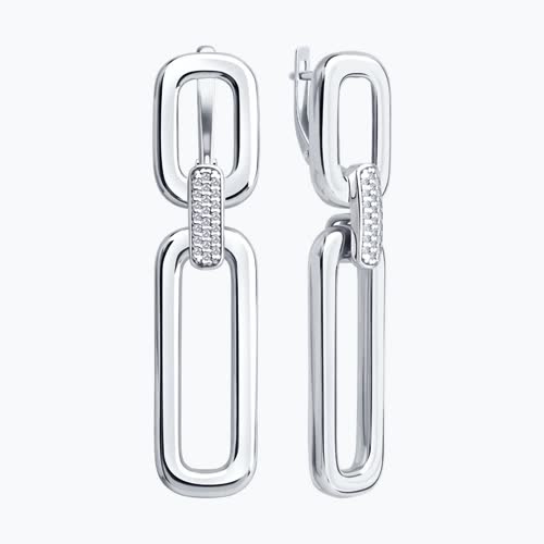 Серьги из серебра с фианитами из серебро — вид 2