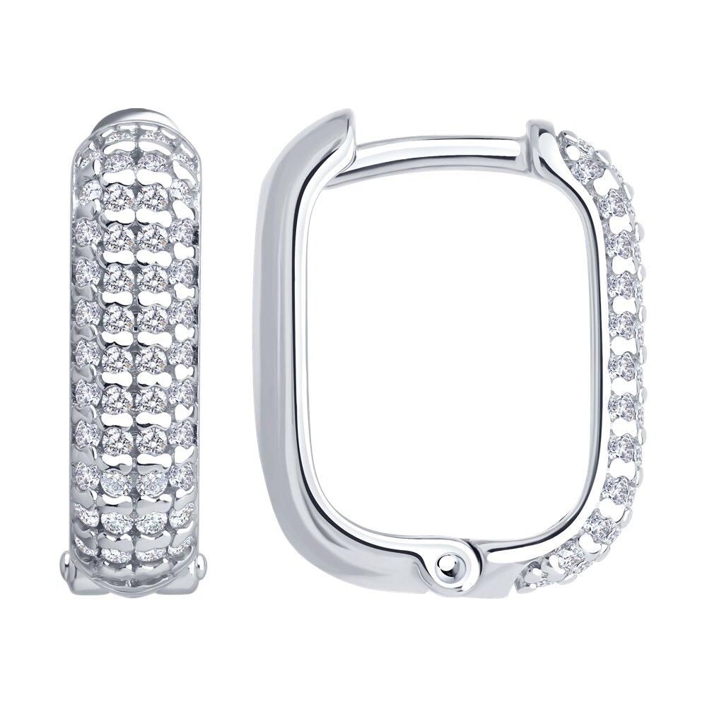 Серьги из серебра с фианитами - видео на модели