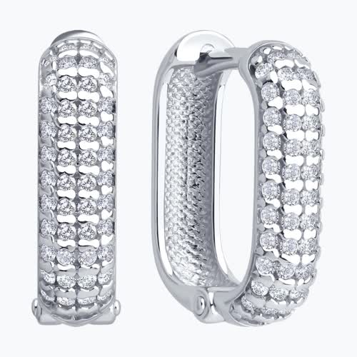 Серьги из серебра с фианитами из серебро — вид 2