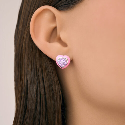 Серьги из серебра с фианитами и эмалью из серебро — вид 3