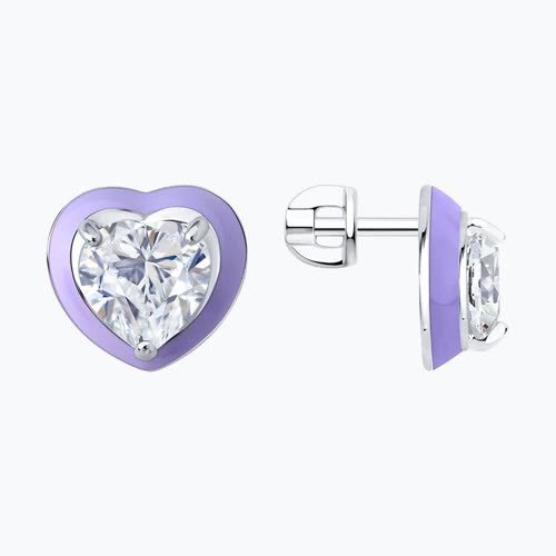 Серьги из серебра с фианитами и эмалью - видео на модели