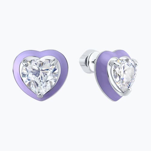 Серьги из серебра с фианитами и эмалью из серебро — вид 2