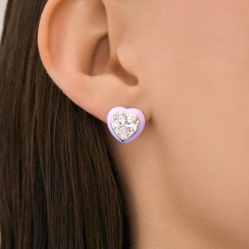 Серьги из серебра с фианитами и эмалью из серебро — вид 3