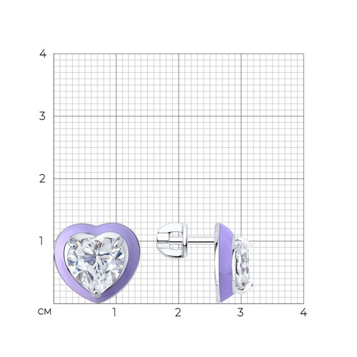 Серьги из серебра с фианитами и эмалью из серебро — вид 5