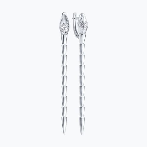 Серьги из серебра с фианитами из серебро — вид 2