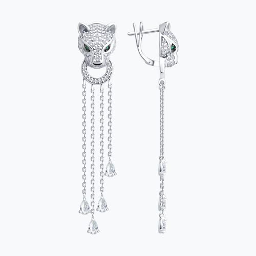 Серьги из серебра с фианитами и эмалью - видео на модели