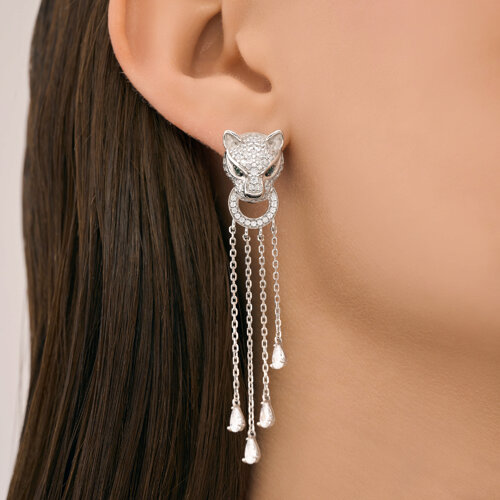 Серьги из серебра с фианитами и эмалью из серебро — вид 3