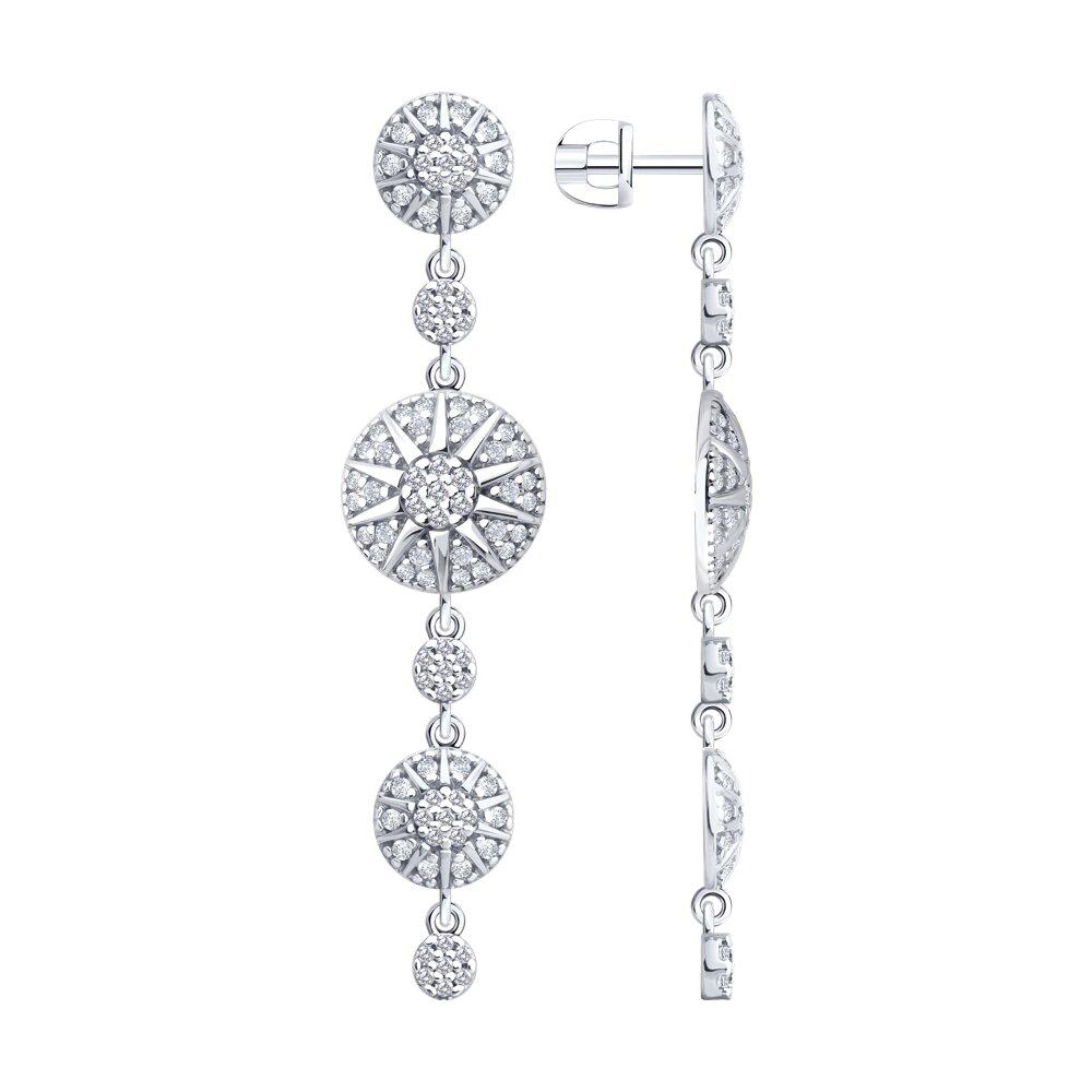 Серьги из серебра с фианитами из серебро