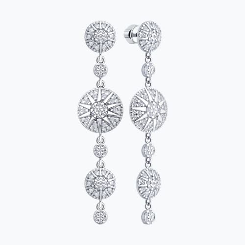 Серьги из серебра с фианитами из серебро — вид 2