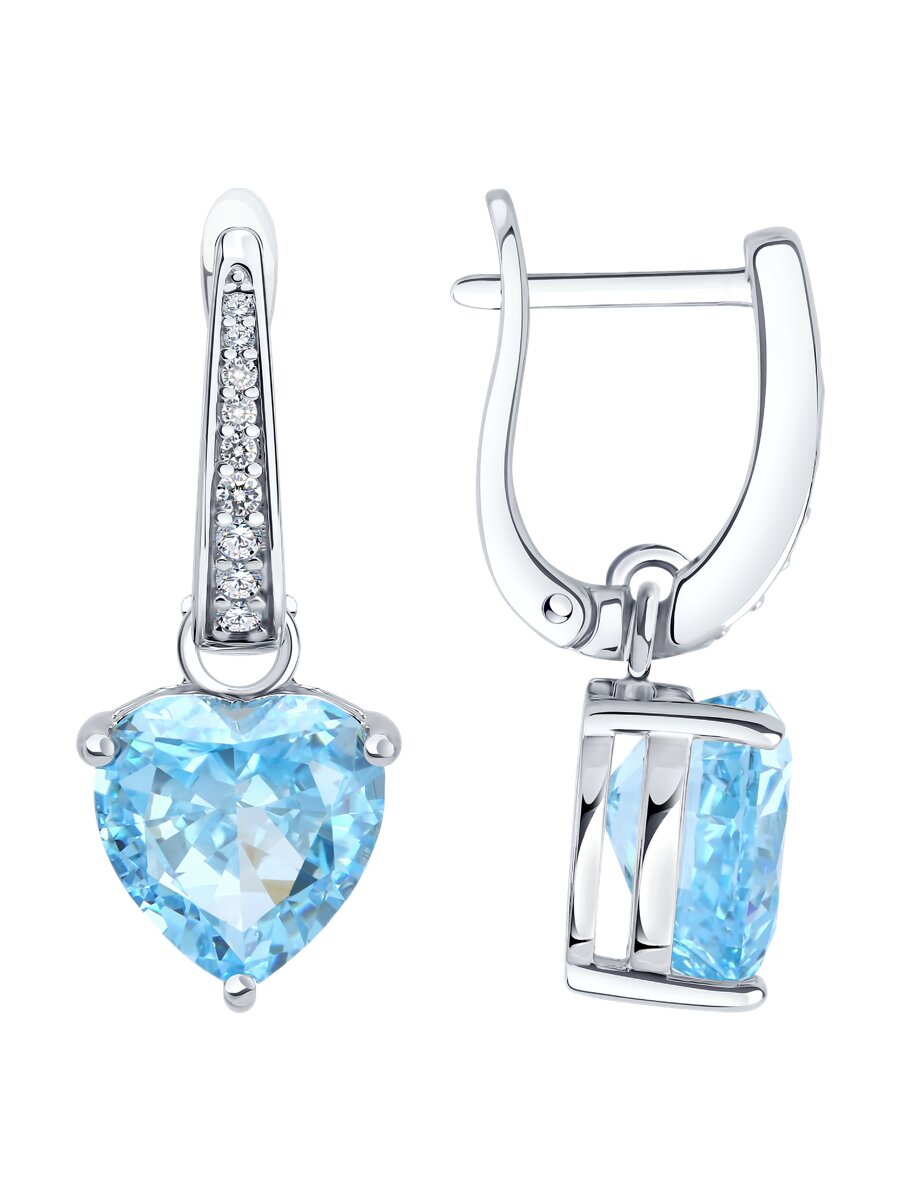 Серьги из серебра с фианитами - видео на модели