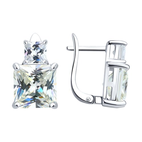 Серьги из серебра с фианитами - видео на модели