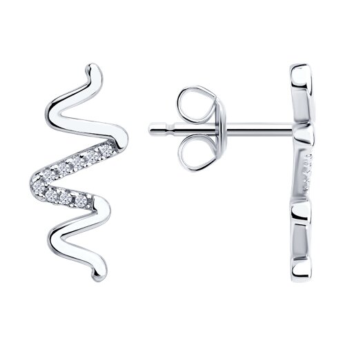 Серьги из серебра с фианитами - видео на модели