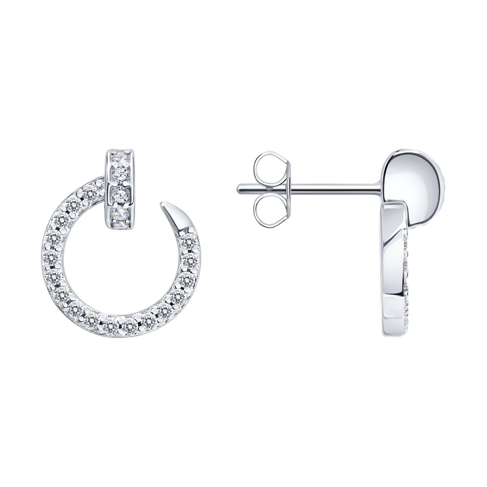 Серьги из серебра с фианитами - видео на модели