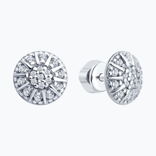 Серьги из серебра с фианитами из серебро — вид 2